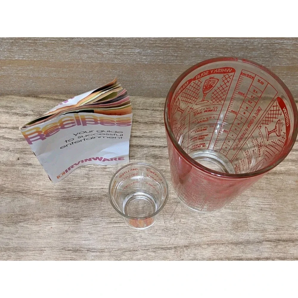 Irvinware Cocktail Recipe Mixing Glass Tumbler & Jigger Shot Glass Barware Set